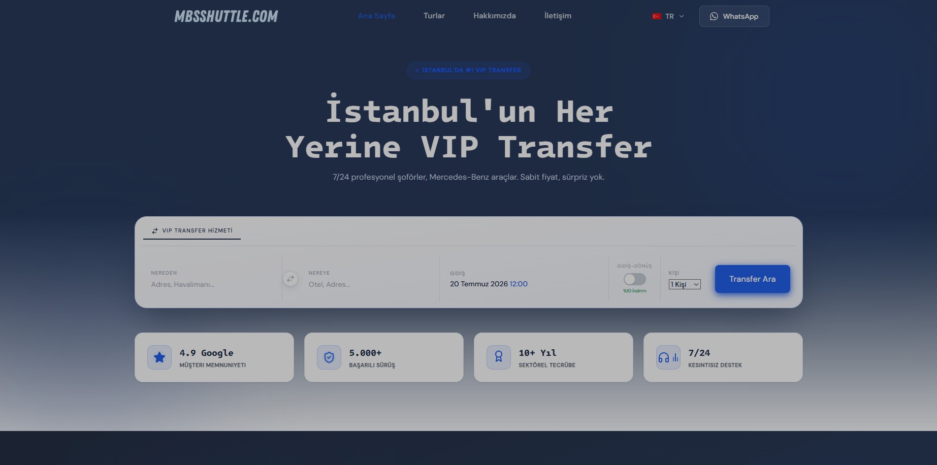 mbsshuttle.com — masaüstü görünüm