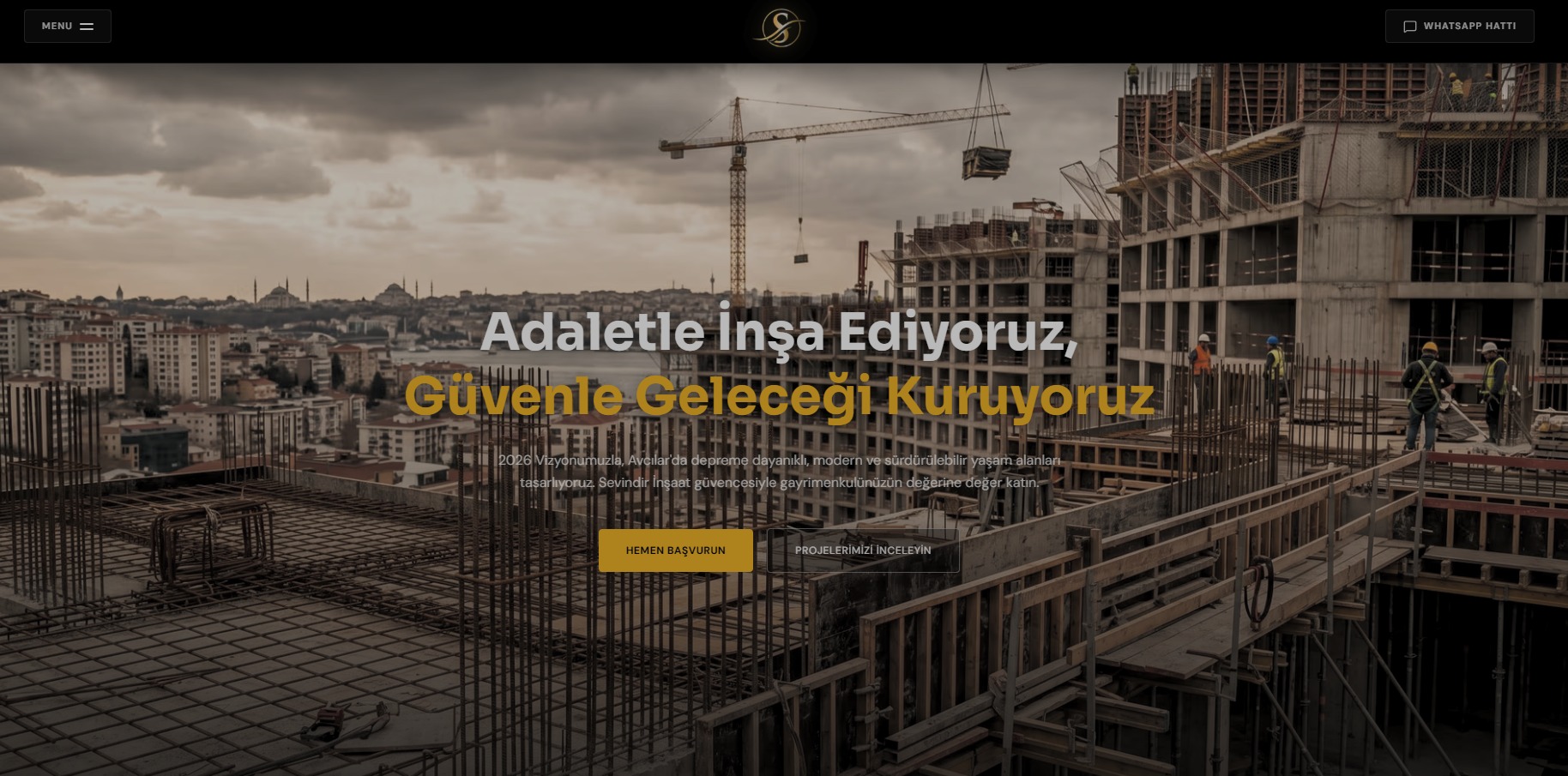 sevindirinşaat.com — masaüstü görünüm
